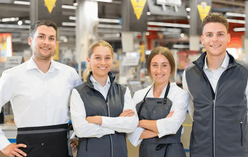 Bedienungspersonal in Workwear für Handel und Dienstleistungen